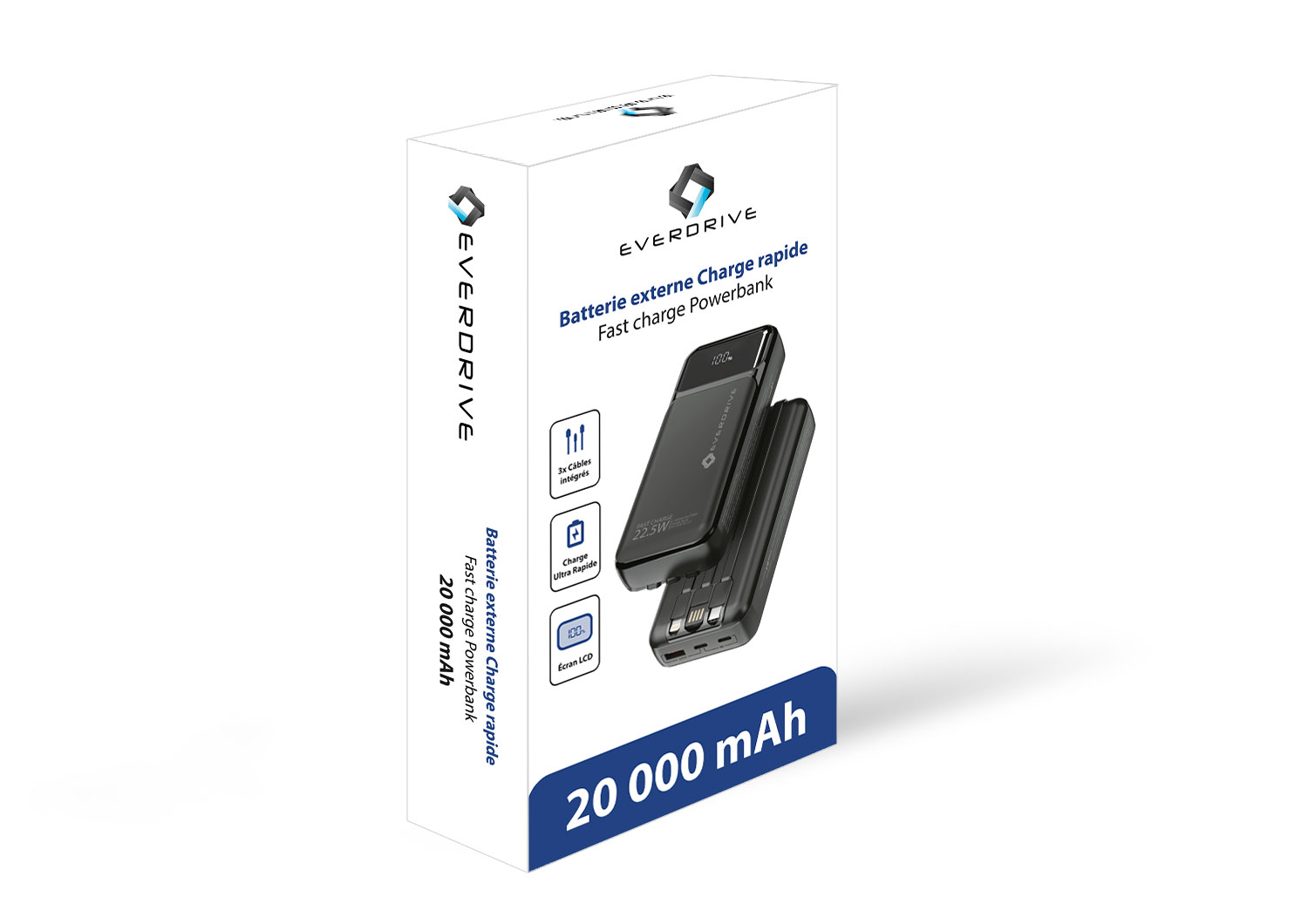 Packaging of the Everdrive 20,000 mAh power bank